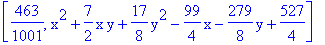 [463/1001, x^2+7/2*x*y+17/8*y^2-99/4*x-279/8*y+527/4]